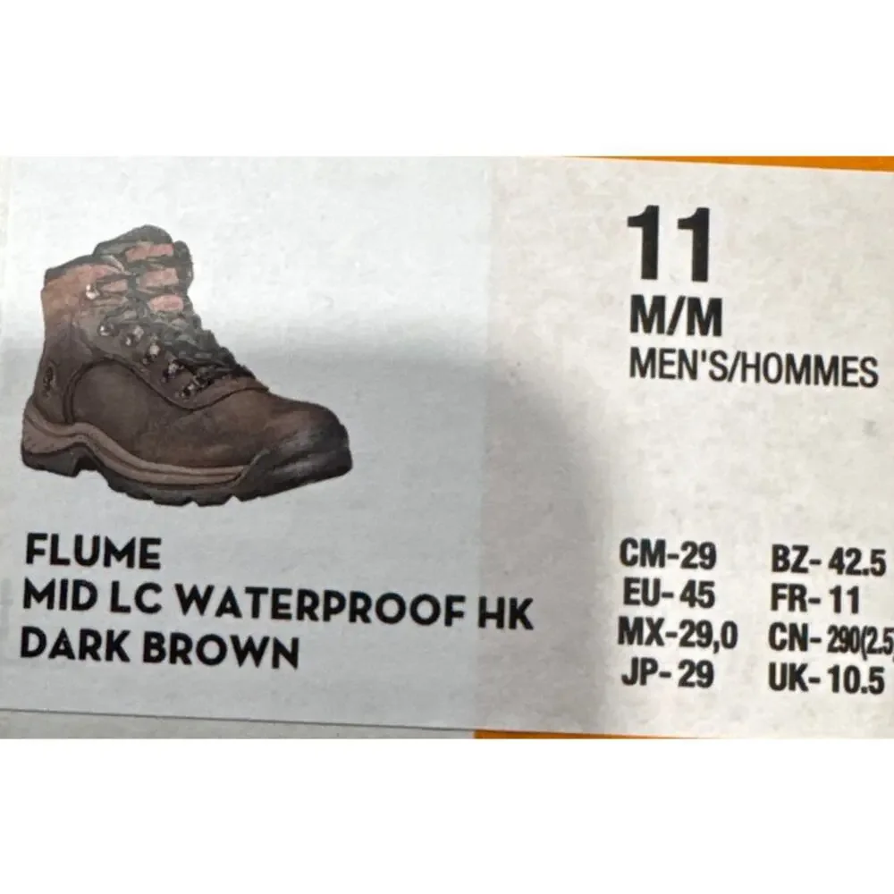Timberland Flume Mid LC WP HK Men Hiking Boots - Size: 11 -Dark‎ Brown